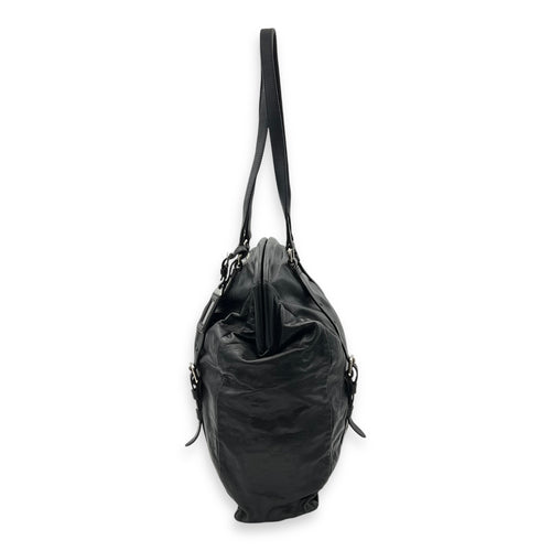 Prada Frame Shoulder Bag Black in Calfskin, Silver hardware_3