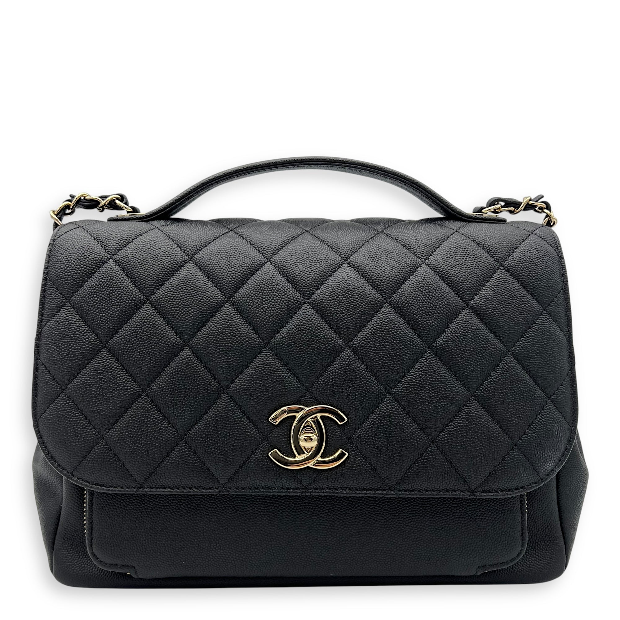 Chanel Business Affinity Black Top Handle Bag in Caviar Leather, Light Gold hardware_1
