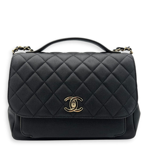 Chanel Business Affinity Black Top Handle Bag in Caviar Leather, Light Gold hardware_1