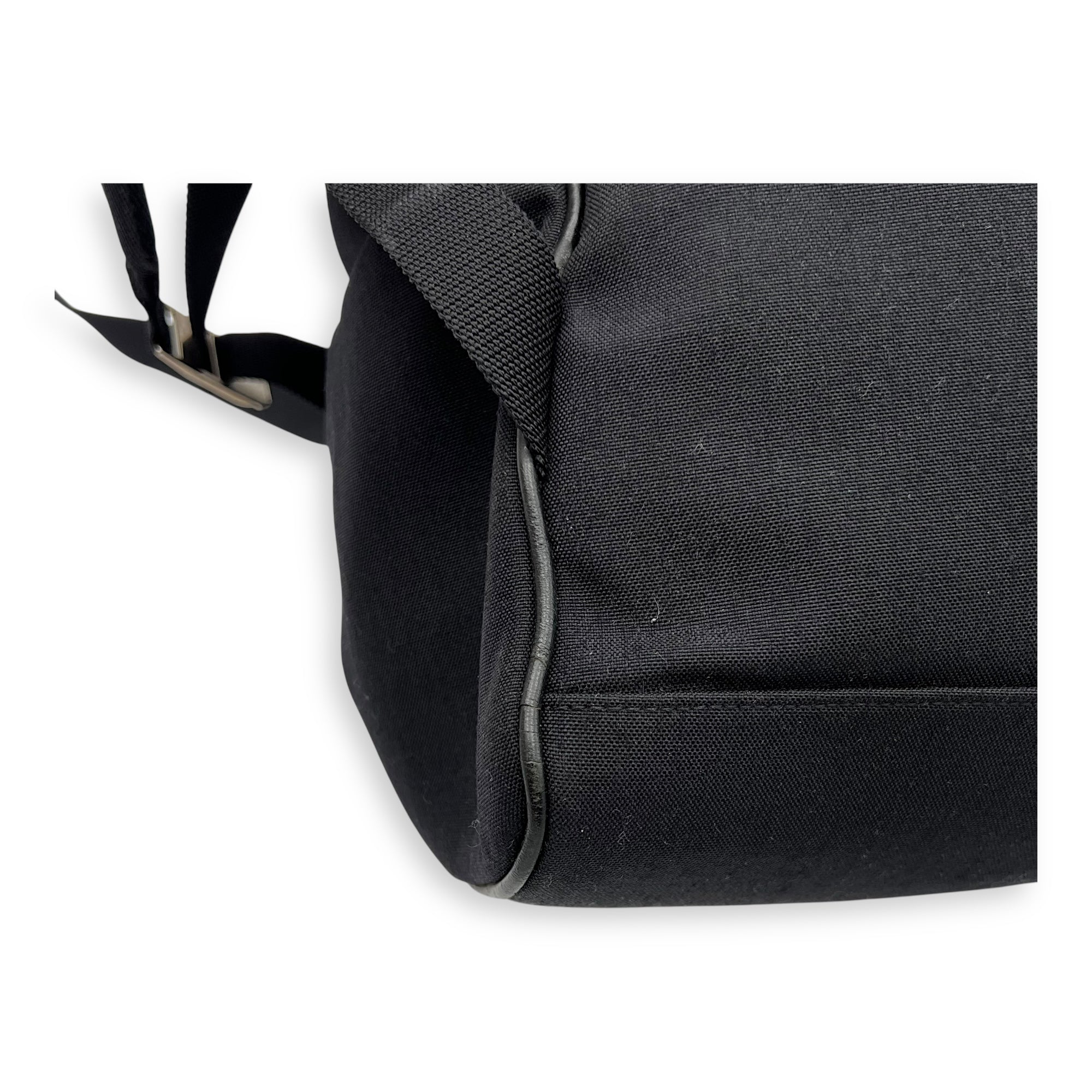 Saint Laurent Logo Backpack Black in Canvas, Silver hardware_11