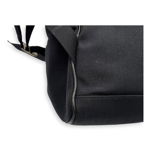 Saint Laurent Logo Backpack Black in Canvas, Silver hardware_11