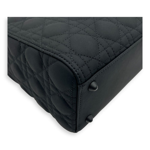 Christian Dior Lady Dior Large Black Top Handle Bag in Lambskin, Ultramatte hardware_8
