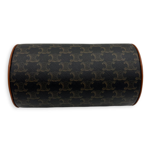 Celine Triomphe Cylinder Brown Crossbody Bag in Coated Canvas, Silver hardware_5