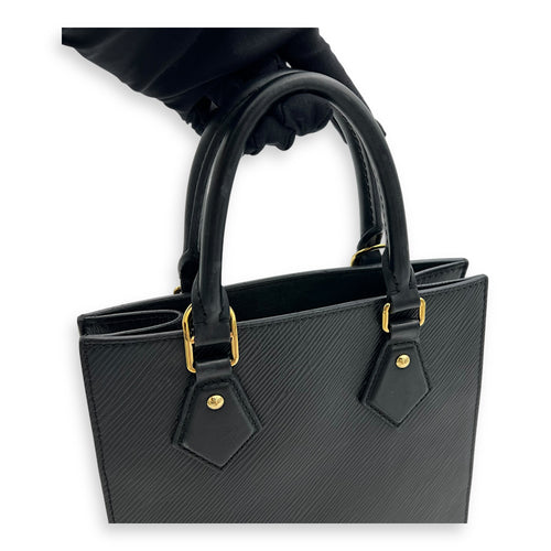 Louis Vuitton Sac Plat Top Handle Bag Black in Epi Leather, Gold hardware_11