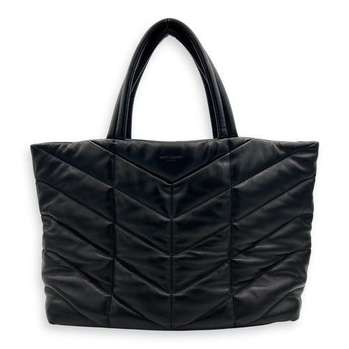 Saint Laurent Puffer Tote Bag Black in Lambskin, Black hardware_1