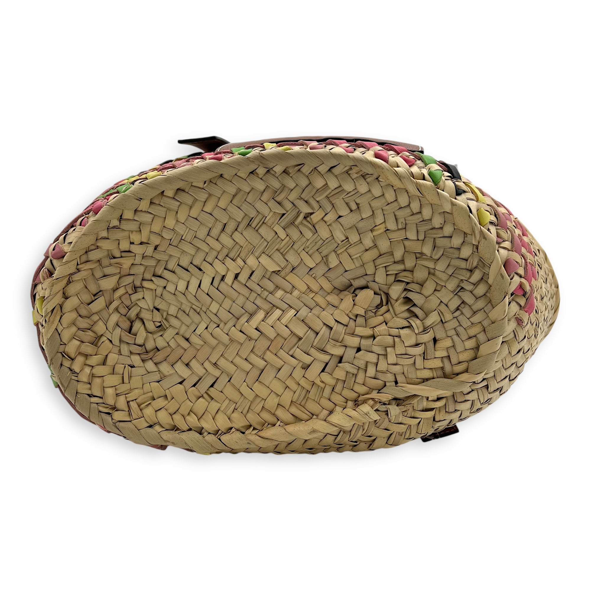 Loewe Basket Beige Top Handle Bag in Raffia, Silver hardware_5