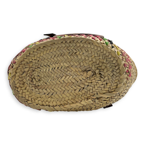 Loewe Basket Beige Top Handle Bag in Raffia, Silver hardware_5