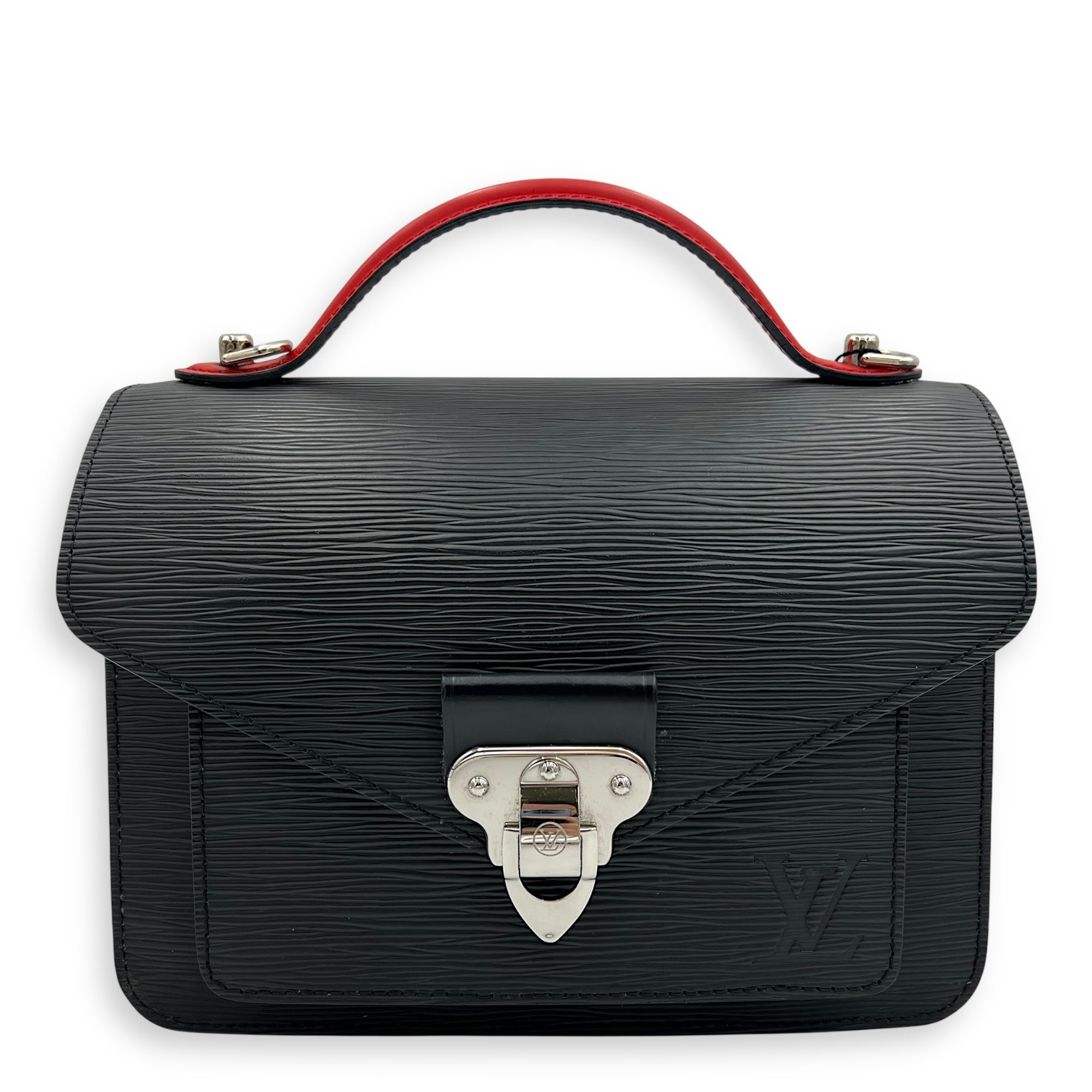 Louis Vuitton Monceau Black Top Handle Bag in Epi Leather, Silver hardware_1