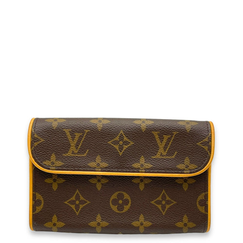 Florentine Belt Bag  Brown in Monogram Coated Canvas , Gold Hardware