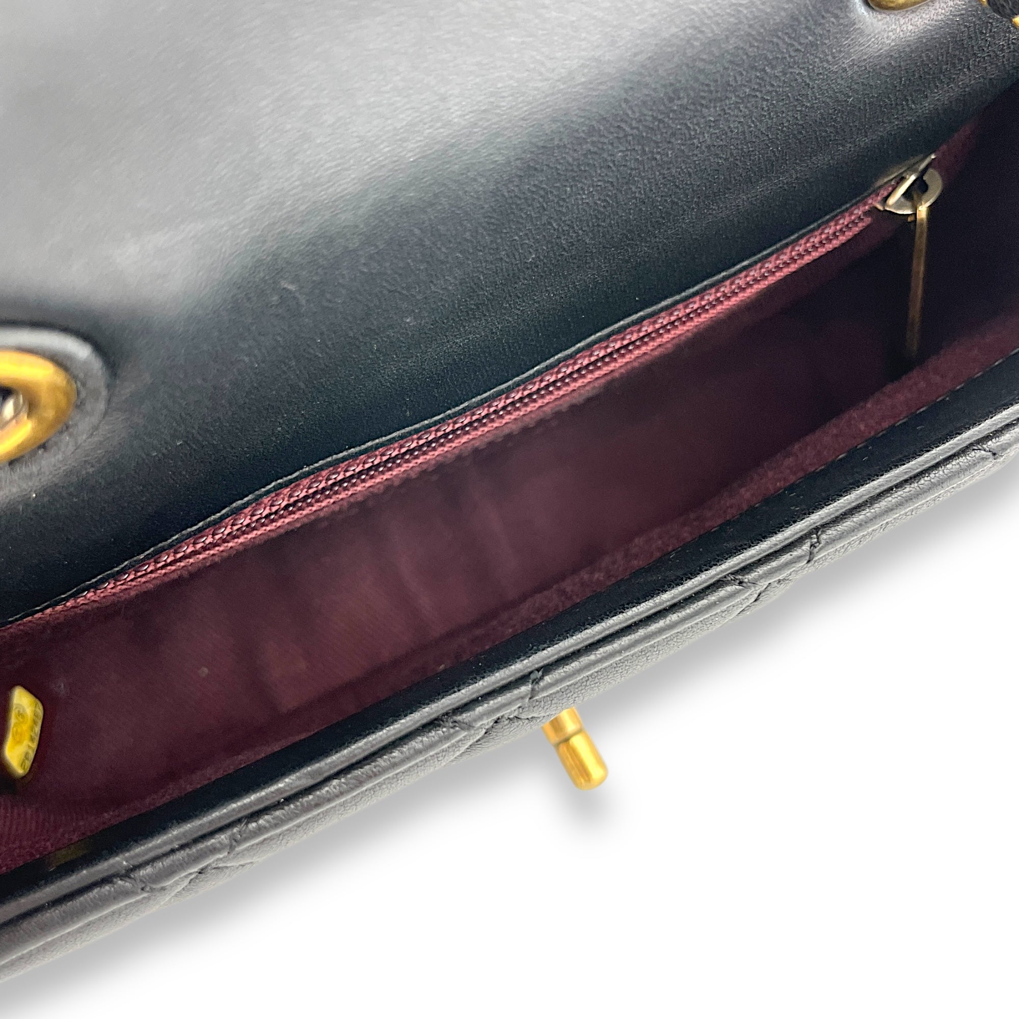 Classic Black Crossbody Bag in Lambskin, Gold hardware