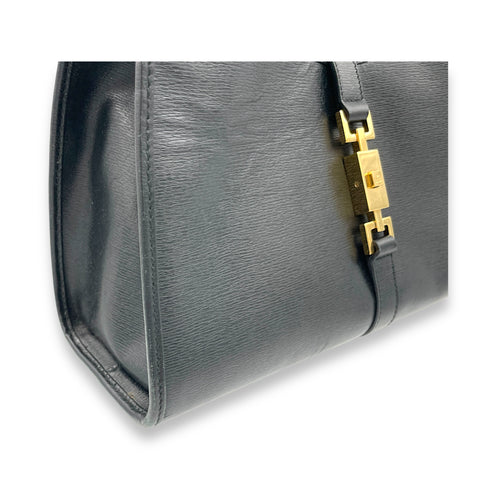 Jackie Shoulder Bag Black in Calfskin, Gold hardware