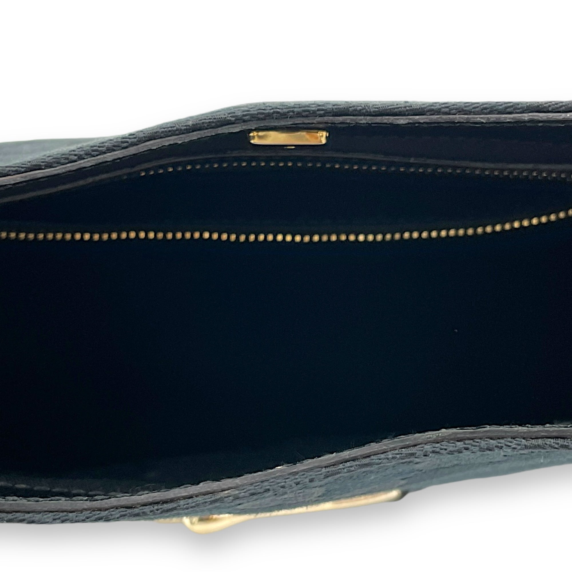 horsebit Black Shoulder Bag in Jacquard, Light Gold hardware