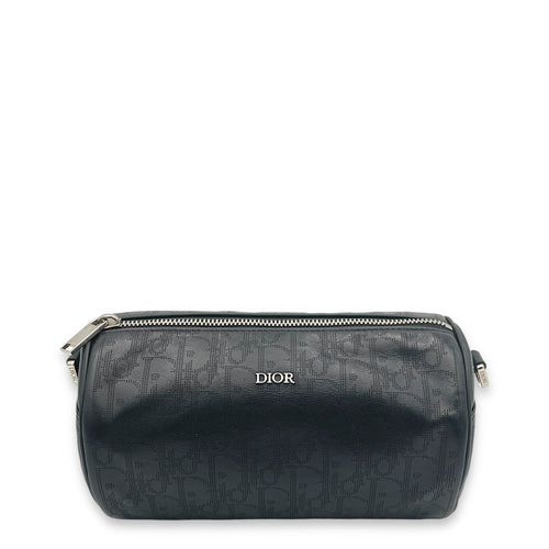 Roller Crossbody Bag Black in Calfskin, Silver hardware