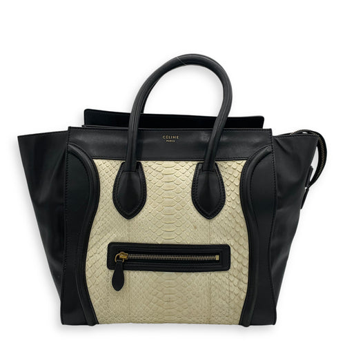 Luggage Mini Top handle bag in Python leather, Gold Hardware