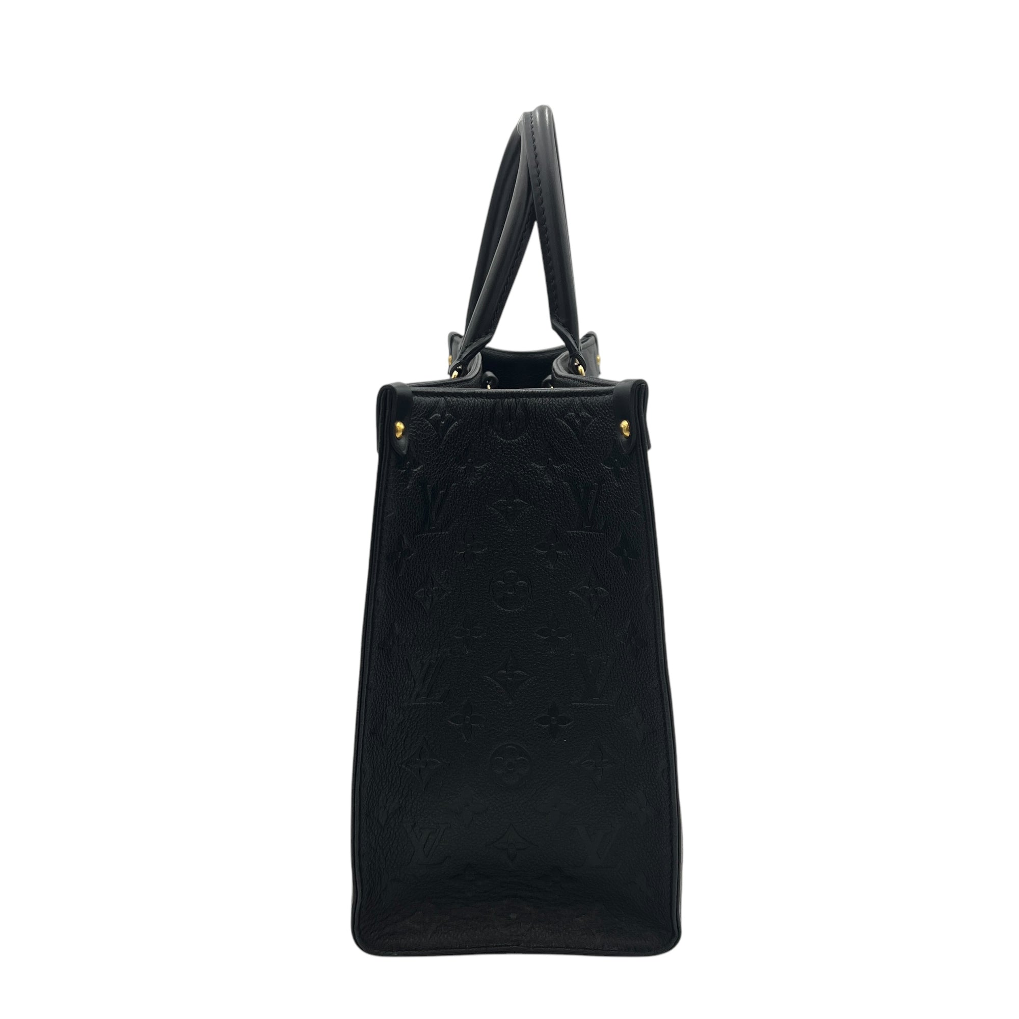 OnTheGo Tote Bag MM Black in Empreinte Leather, Gold hardware