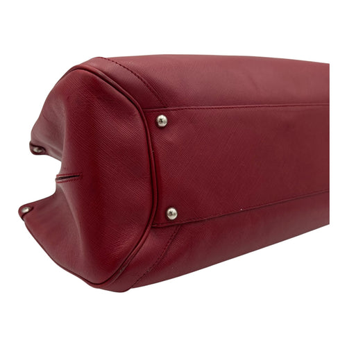 Gancini Red Top Handle Bag in Calfskin, Silver hardware