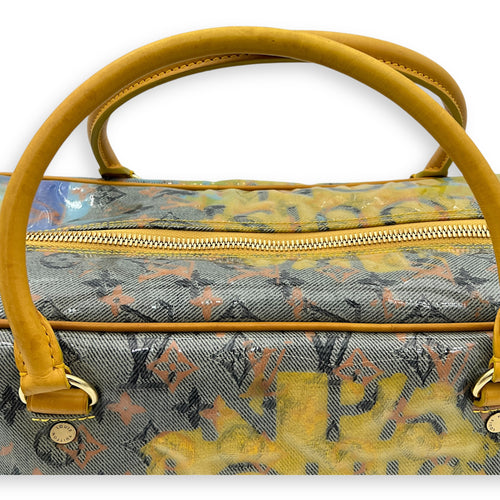 Richard Prince Pulp Weekender Yellow Top Handle Bag in Vinyl, Gold hardware