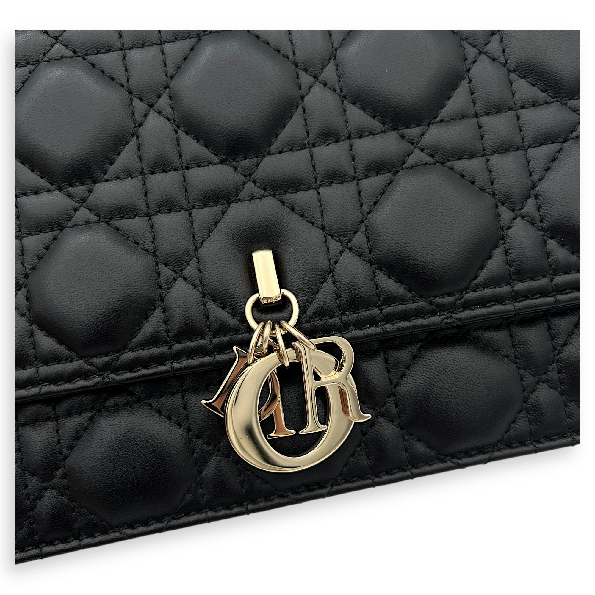 Miss Dior Black Top Handle Bag in Lambskin, Gold hardware