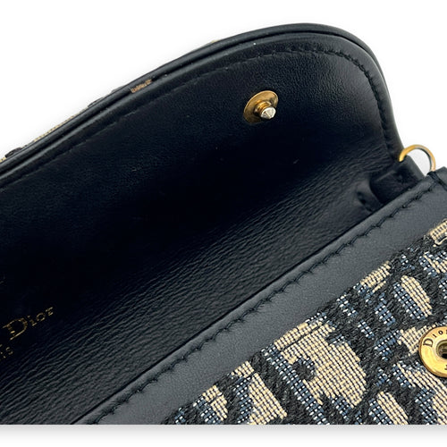 Oblique Wallet On Chain Blue in Jacquard, Gold hardware