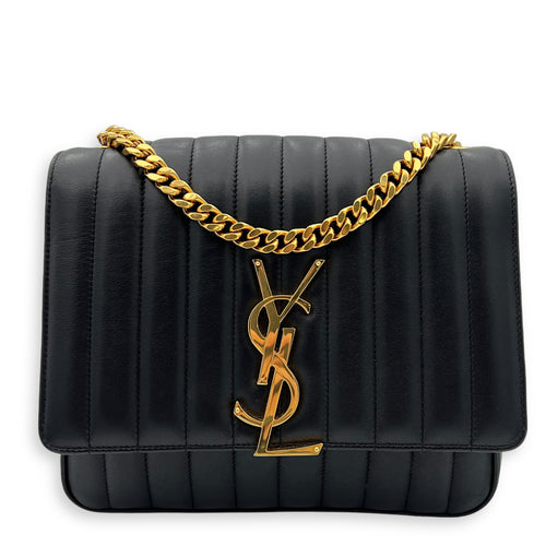 Vicky Shoulder Bag Black in Calfskin, Gold hardware