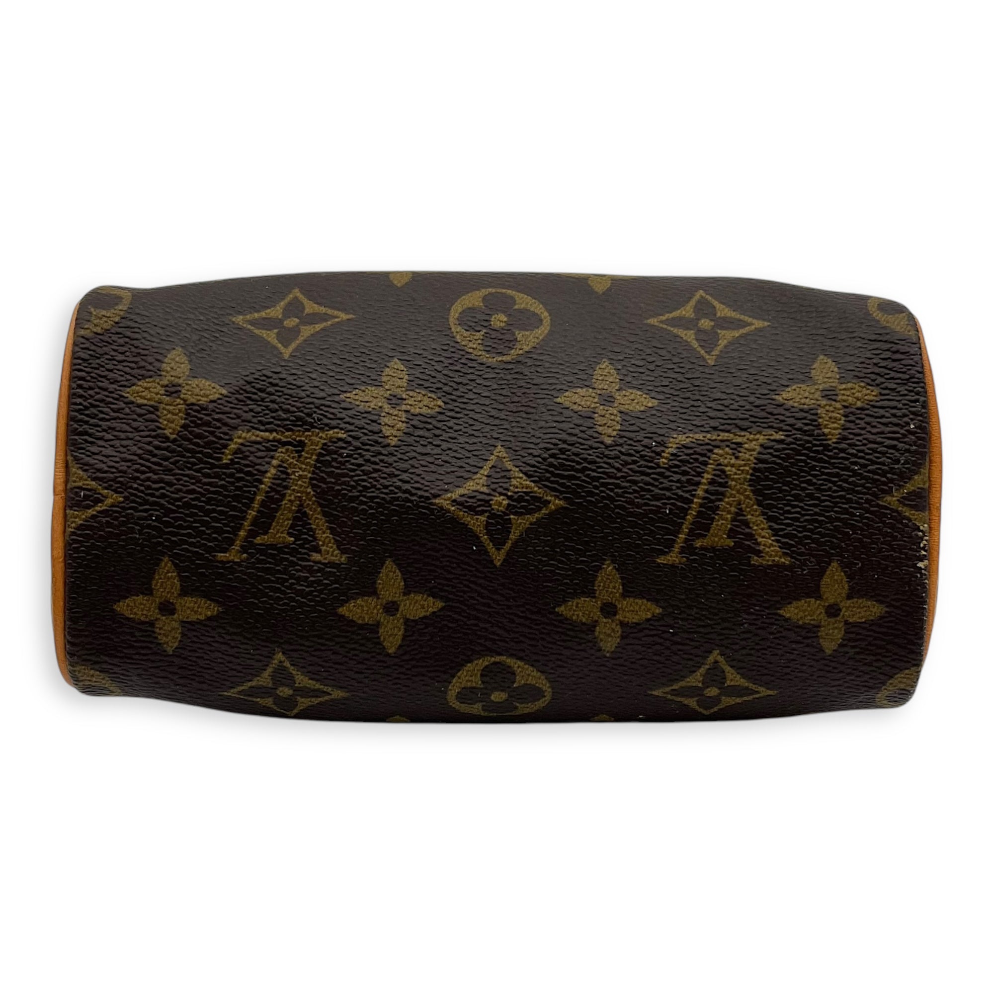 Louis Vuitton Speedy Nano Brown Crossbody Bag in Monogram Coated Canvas, Gold hardware_5