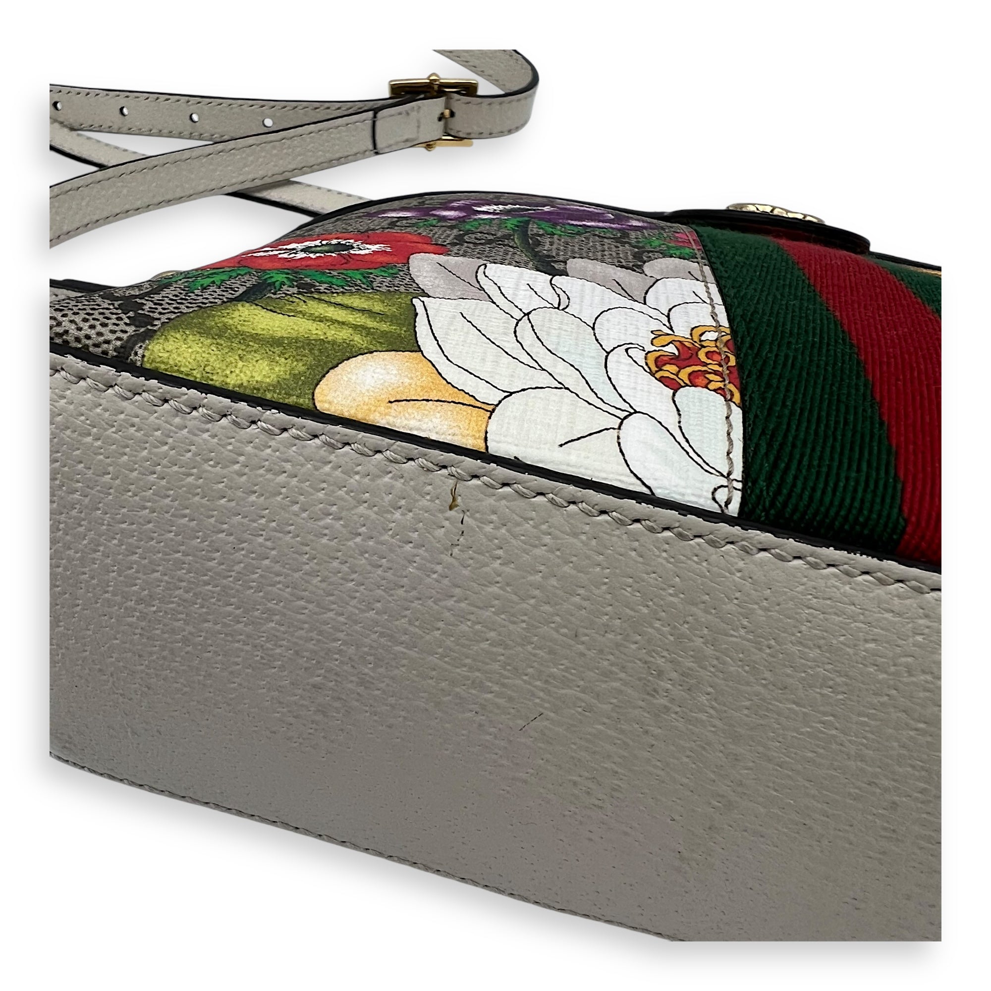 Gucci GG Crossbody Bag White in Coated Canvas, Gold hardware_7