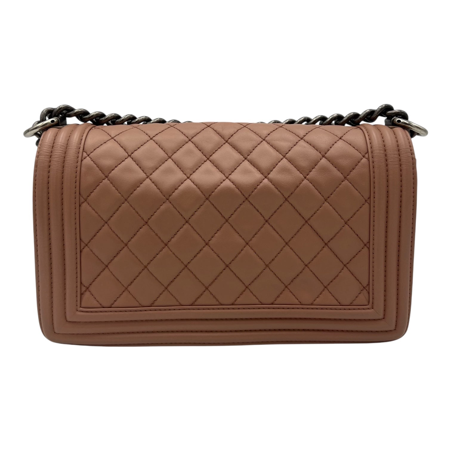 Chanel Boy Shoulder Bag Pink in Calfskin, Ruthenium hardware_2