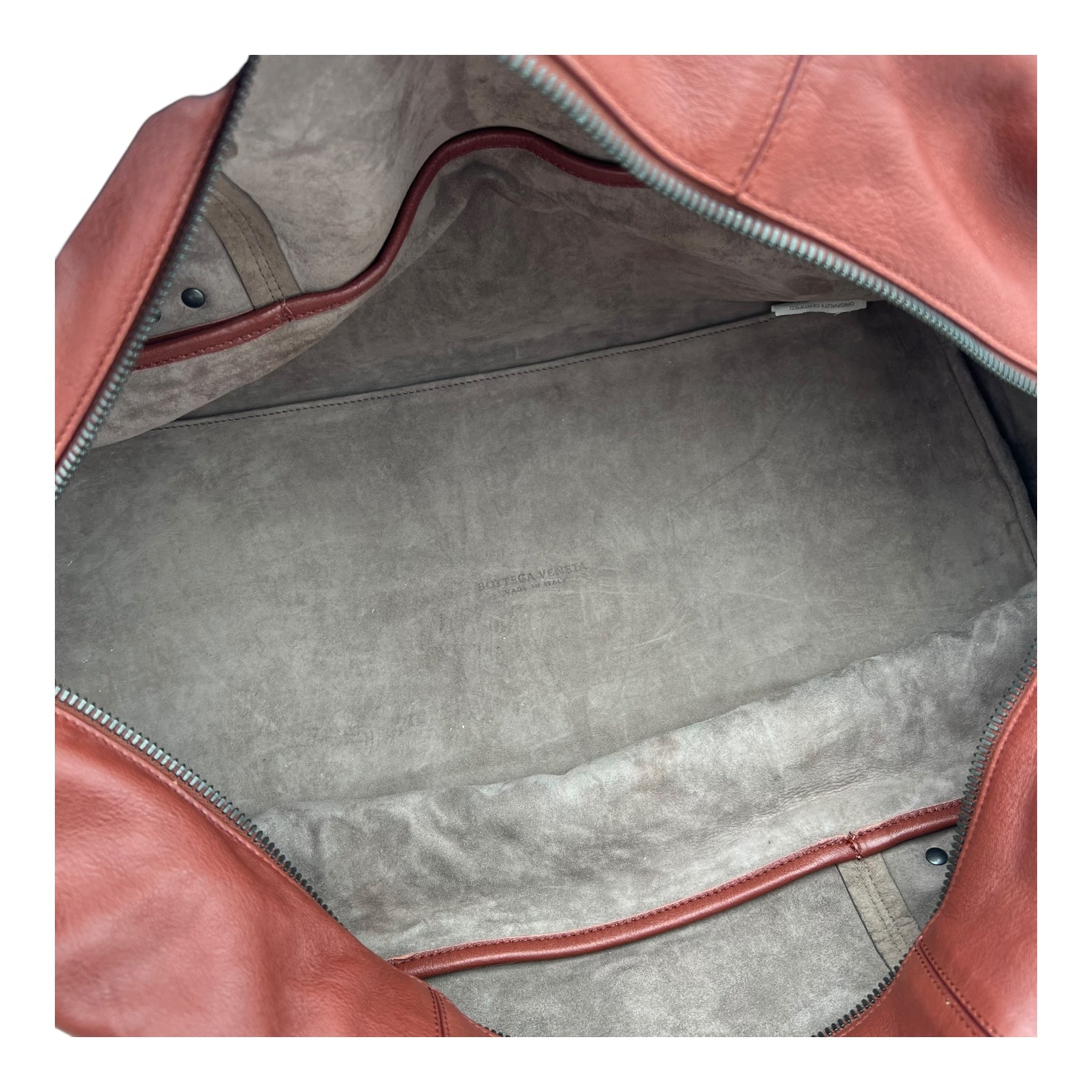 Bottega Veneta Intrecciato Duffle Bag Red in Calfskin, Gunmetal hardware_6