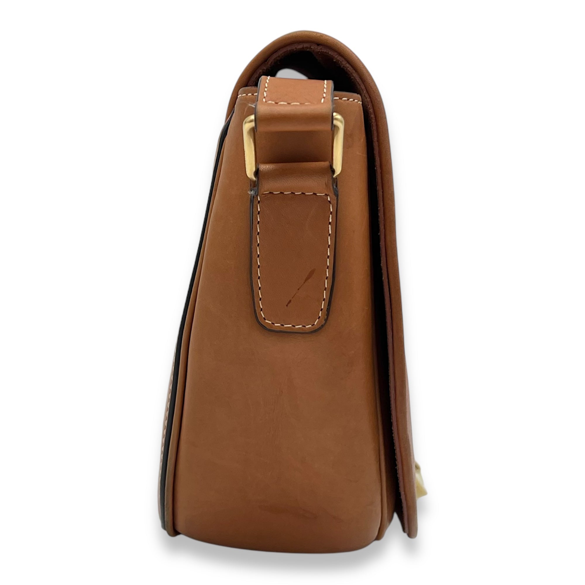 Celine Camarat Crossbody Bag Brown in Calfskin, Gold hardware_3