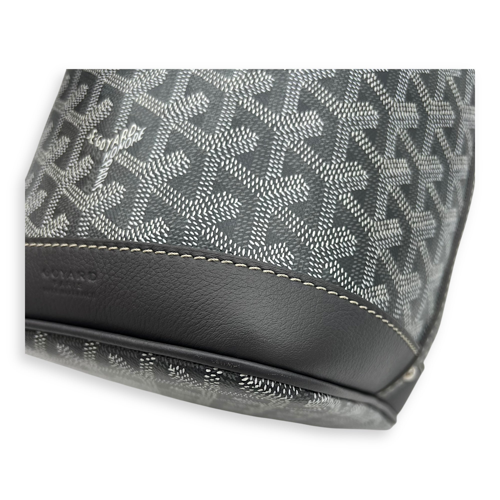Goyard Petit Flot Crossbody Bag Grey in Coated Canvas, Silver hardware_10