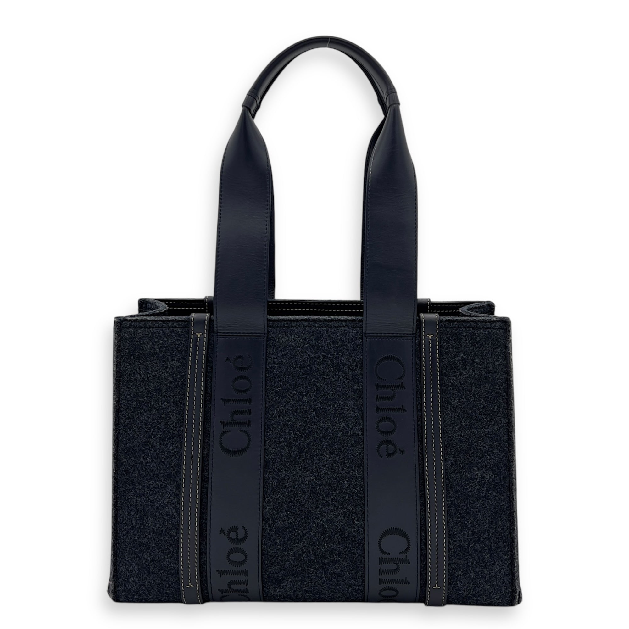Chloé Woody Tote Bag Grey in Wool_1
