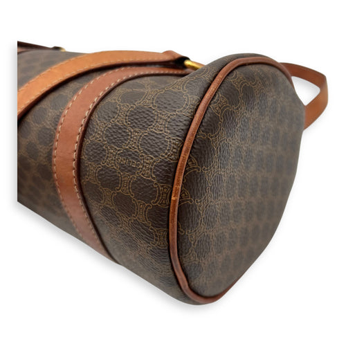 Celine Macadam Shoulder Bag Brown in Coated Canvas, Gold hardware_13