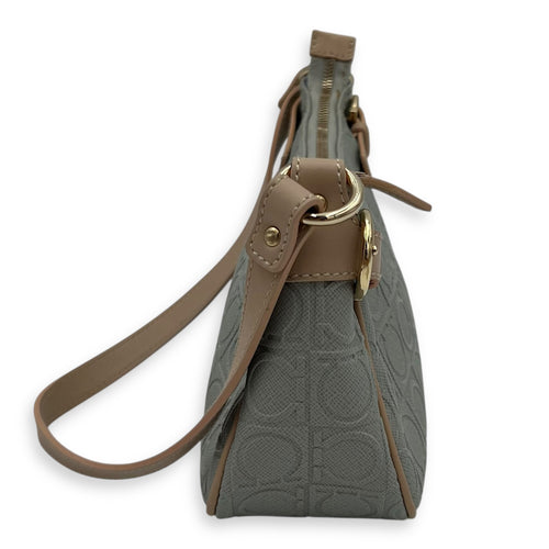 Salvatore Ferragamo Gancini Shoulder Bag Beige in Calfskin, Gold hardware_4