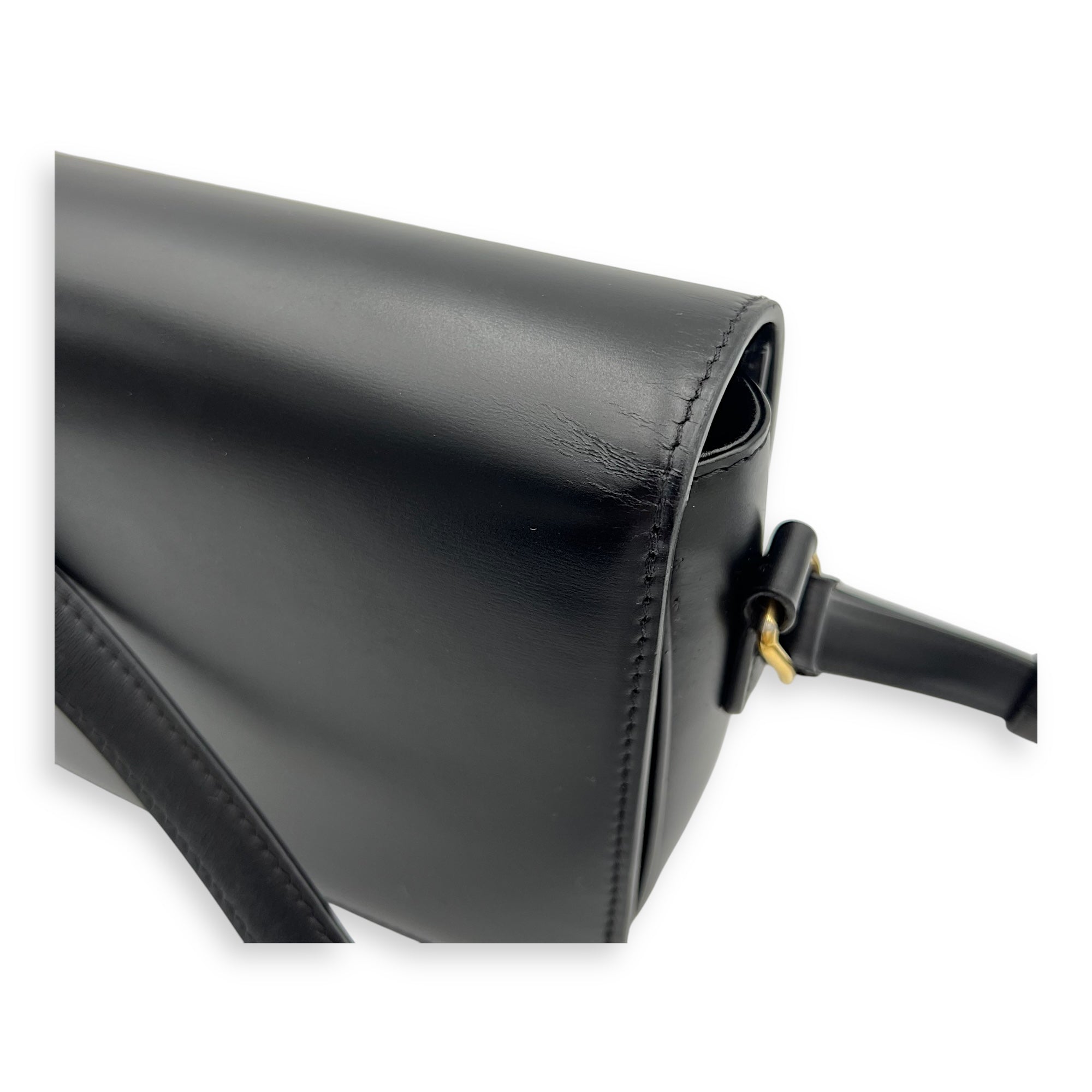 Celine Triomphe Shoulder Bag Teen Black in Calfskin, Gold hardware_8