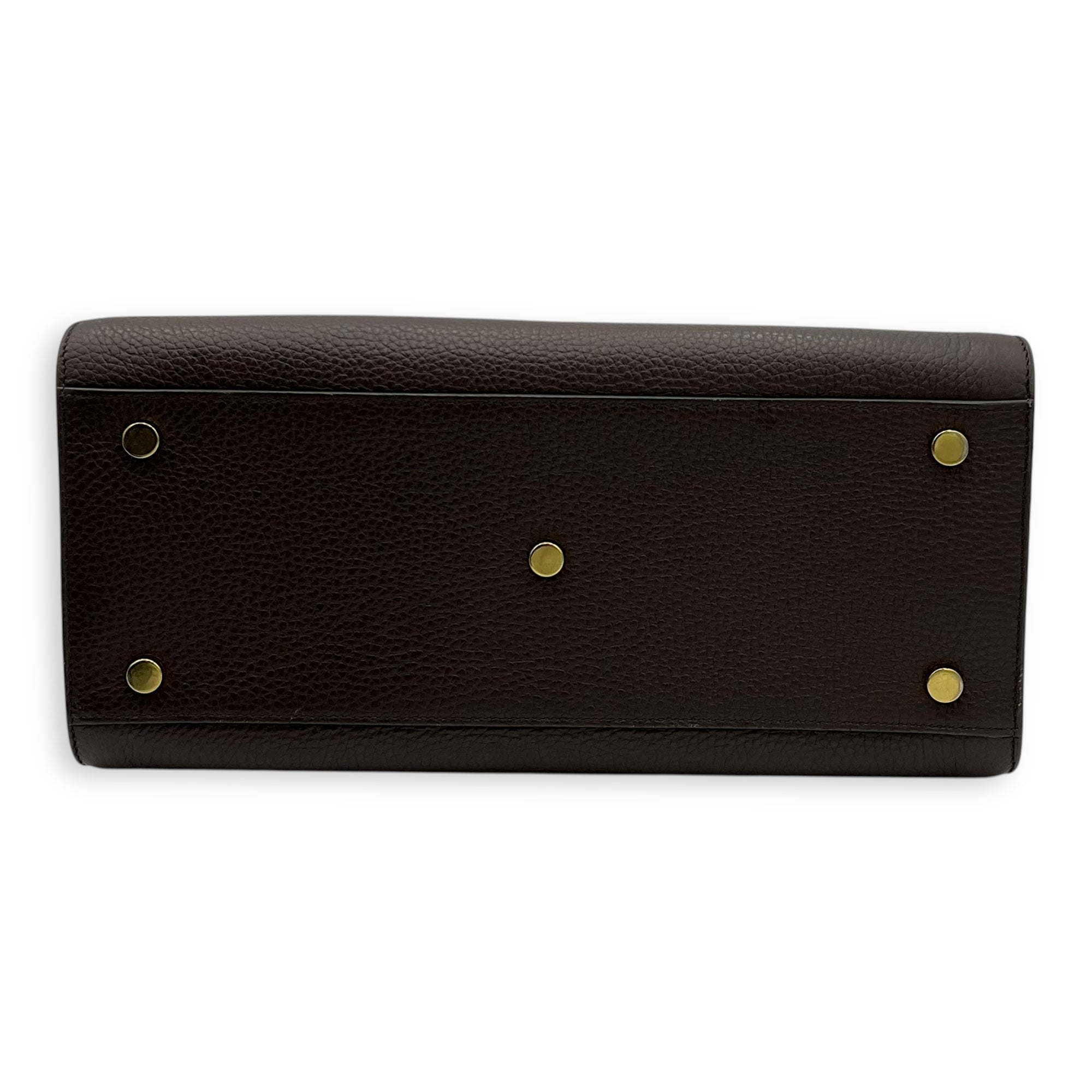 Saint Laurent Sac de Jour Small Brown Top Handle Bag in Calfskin, Gold hardware_5