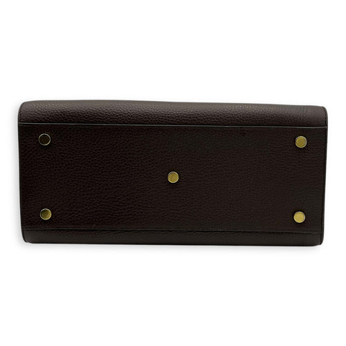 Saint Laurent Sac de Jour Small Brown Top Handle Bag in Calfskin, Gold hardware_5