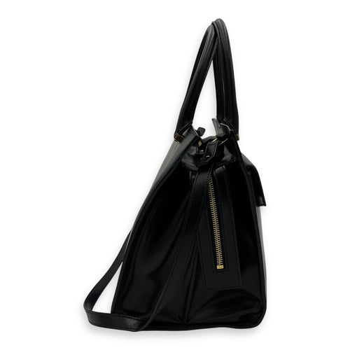 Saint Laurent Uptown Top Handle Bag Black in Calfskin, Gold hardware_3