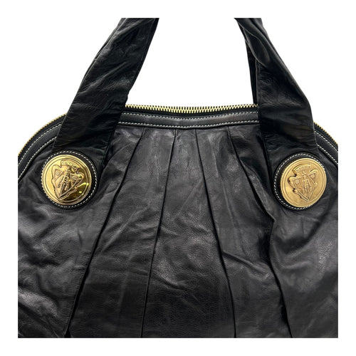 Gucci Hobo Top Handle Bag Black in Calfskin, Gold hardware_8