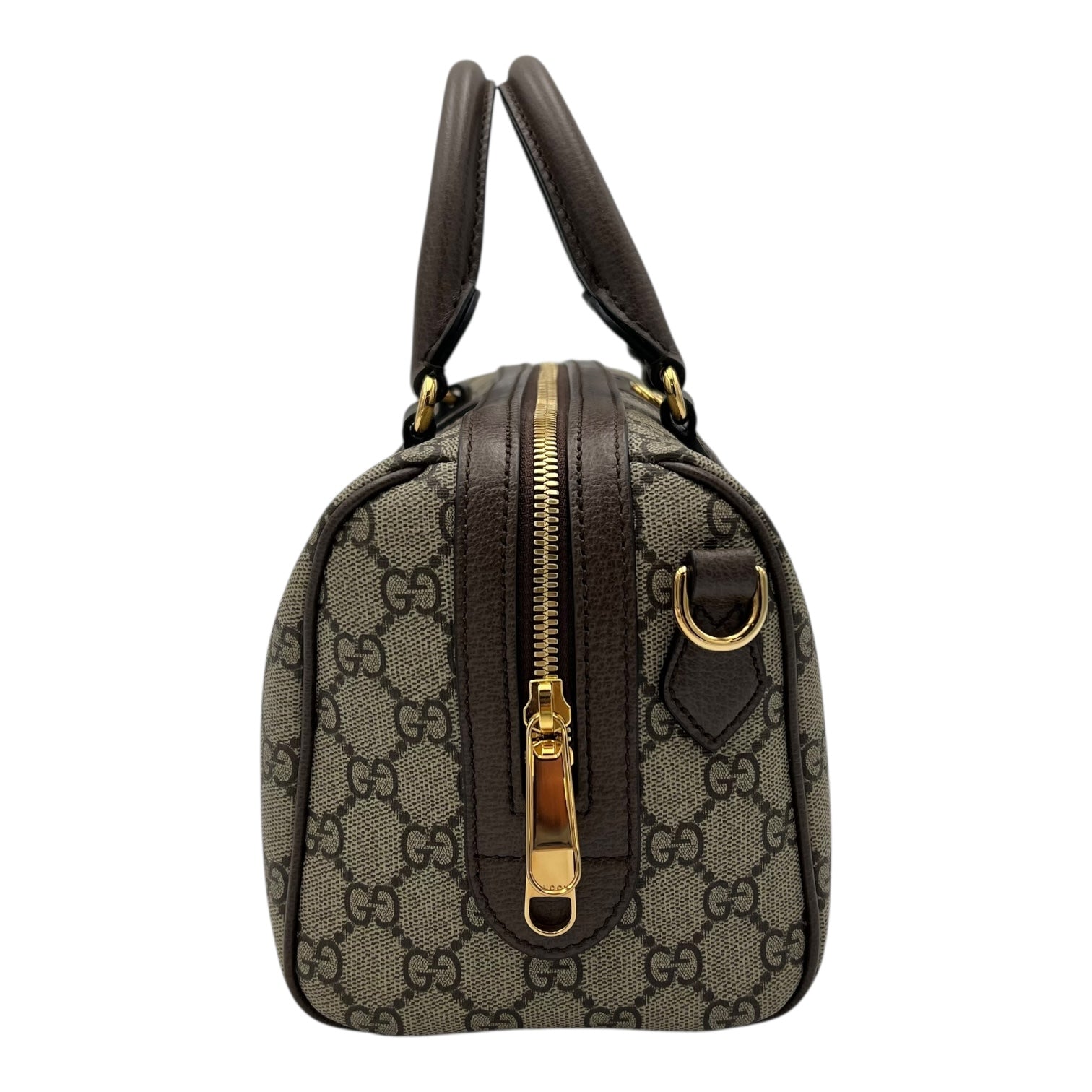 Gucci Ophidia Top Handle Bag Boston Brown in Coated Canvas, Gold hardware_3