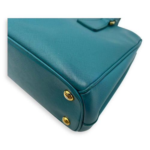 Prada Galleria Top Handle Bag Blue in Saffiano Leather, Gold hardware_10