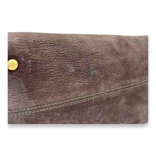 Ferragamo Tote Top Handle Bag Medium Brown in Calfskin, Gold hardware_10