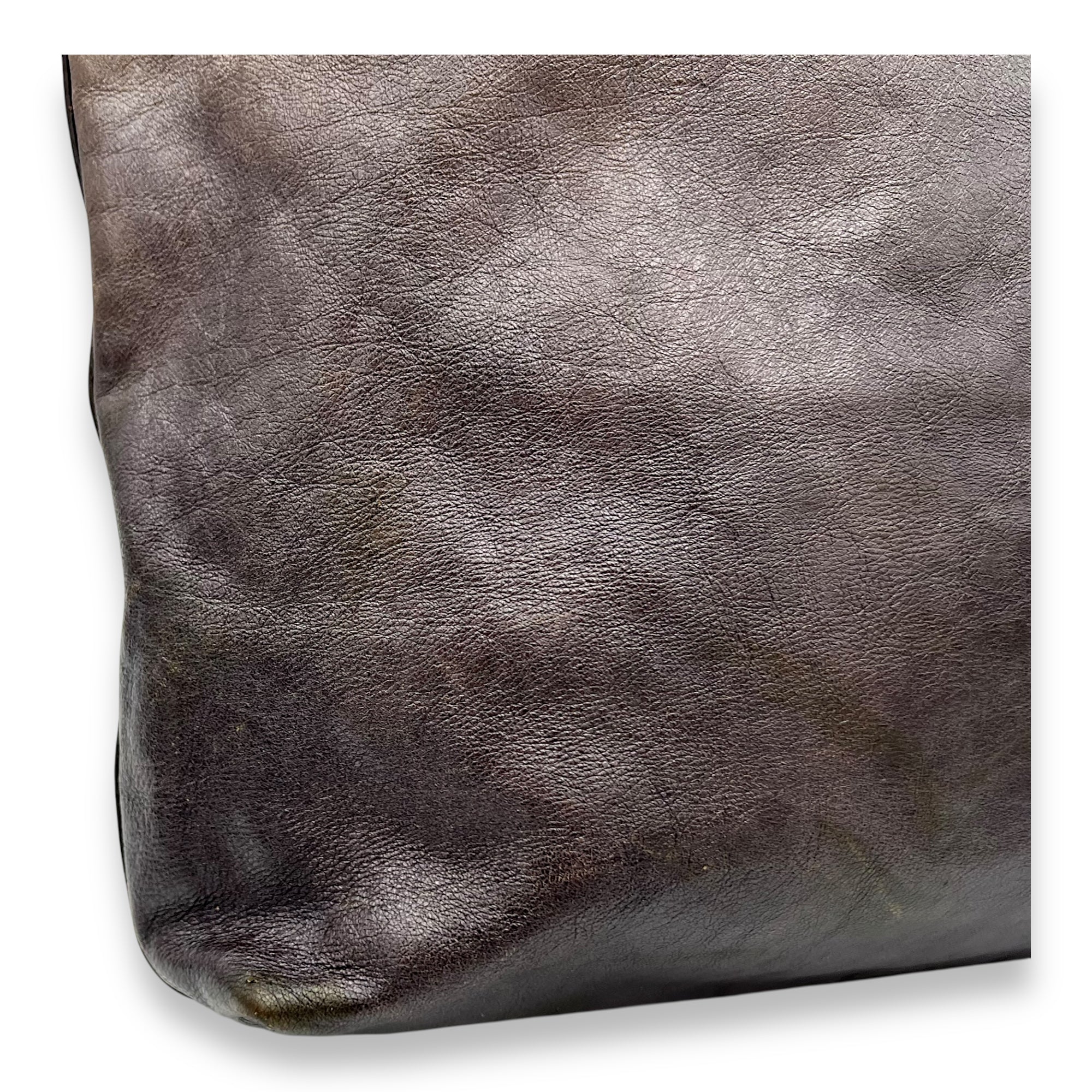 Prada Logo Top Handle Bag Brown in Calfskin, Silver hardware_10