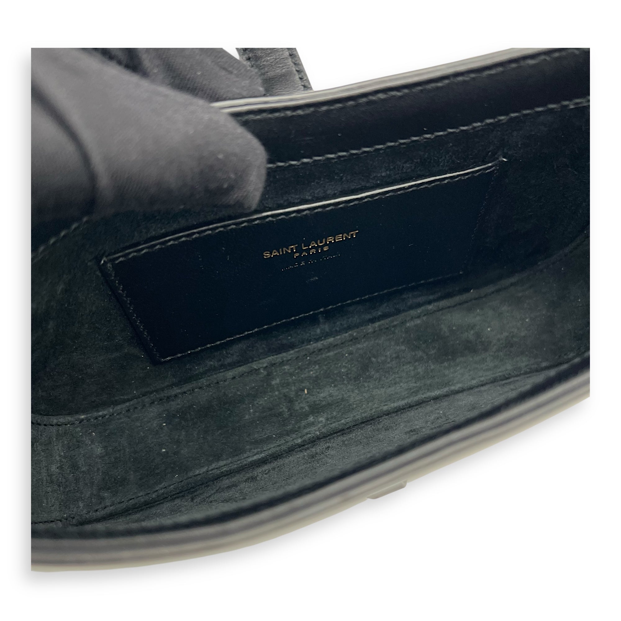 Saint Laurent Le 5 A 7 Shoulder Bag Mini Black in Calfskin, Gold hardware_6