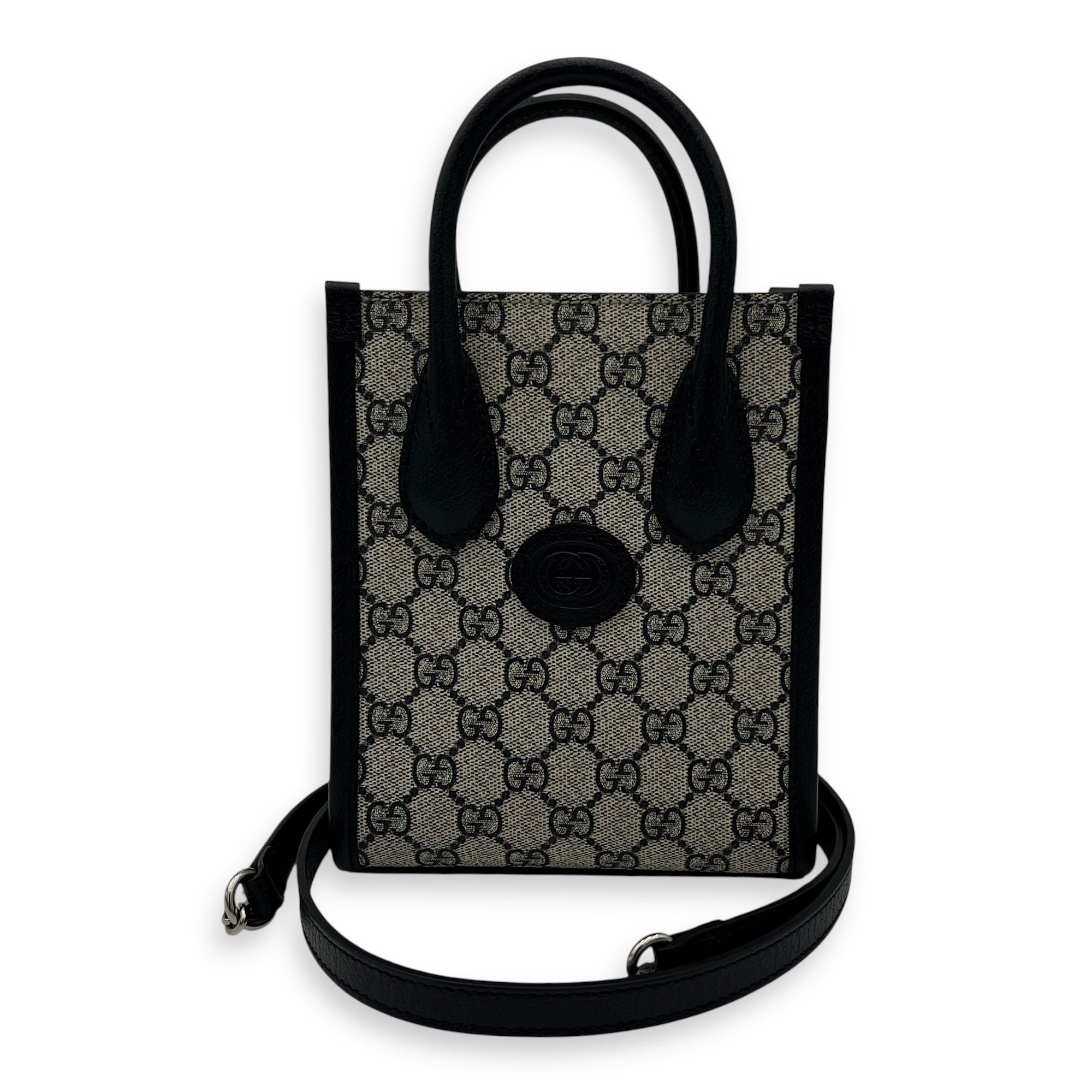 Gucci GG Supreme Top Handle Bag Blue in Coated Canvas, Silver hardware_7