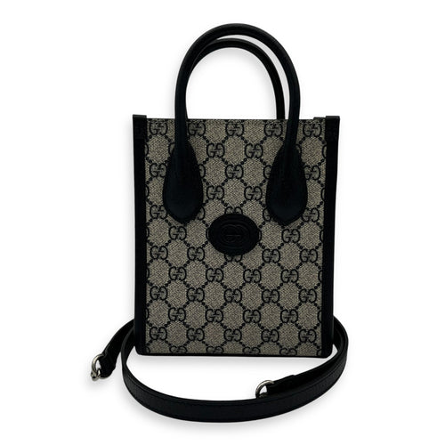 Gucci GG Supreme Top Handle Bag Blue in Coated Canvas, Silver hardware_7