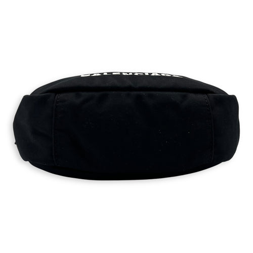 Balenciaga Logo Shoulder Bag Black in Canvas, Silver hardware_5