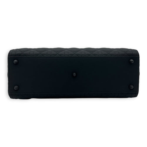 Christian Dior Lady Dior Large Black Top Handle Bag in Lambskin, Ultramatte hardware_5