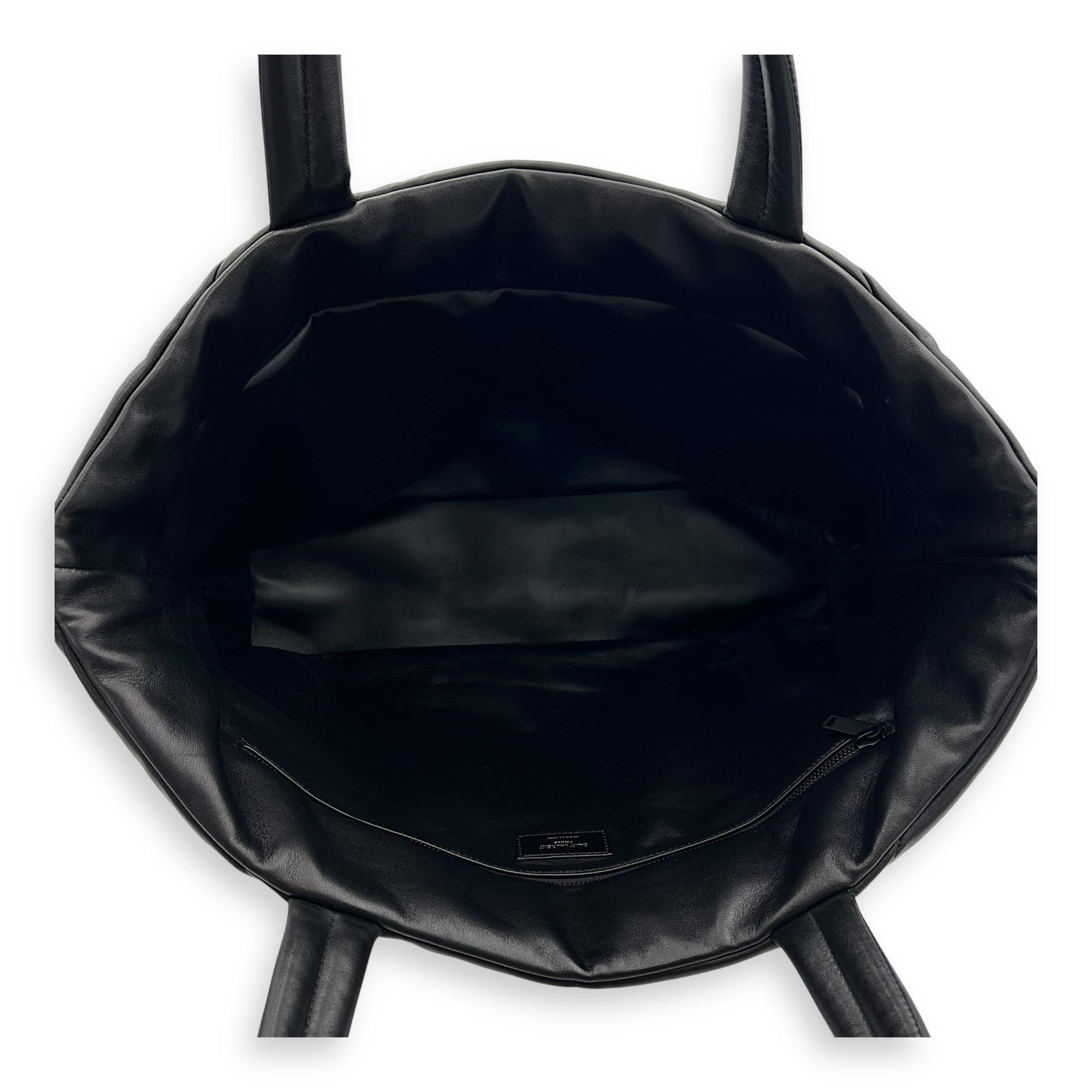 Saint Laurent Puffer Tote Bag Black in Lambskin, Black hardware_6