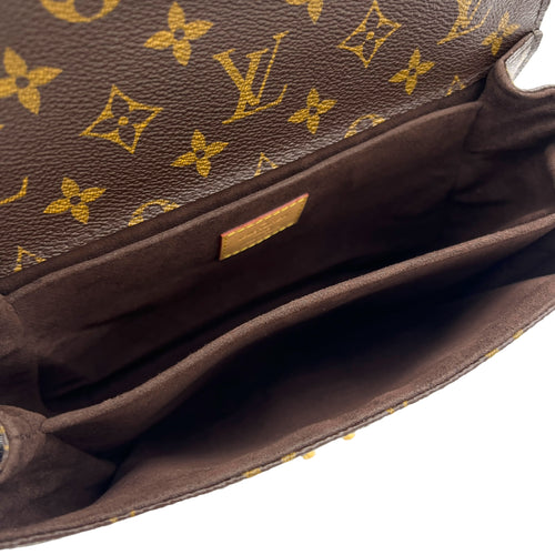 Metis MM Brown Top Handle Bag in Monogram Coated Canvas, Gold hardware