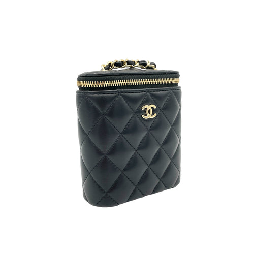 Vanity Crossbody Bag Mini Black in Lambskin , Gold Hardware